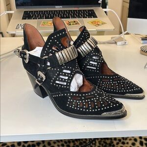 Jeffrey Campbell Black Studded Suede booties size 11